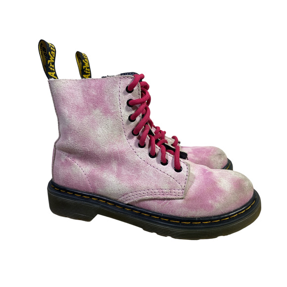 Dr Martens Pascal 1460 Youth Girl Size 2 Pink Tie Dye Suede - Picture 1 of 8